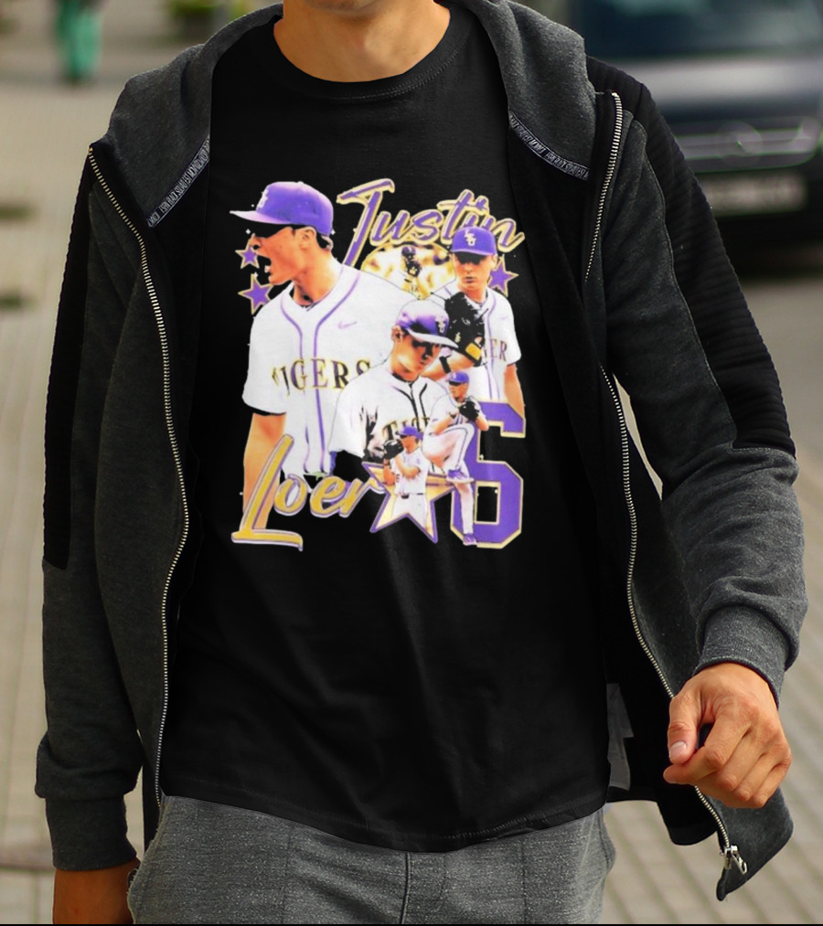 Justin Loer 6 LSU Tigers Baseball Pitcher Collage T-Shirt