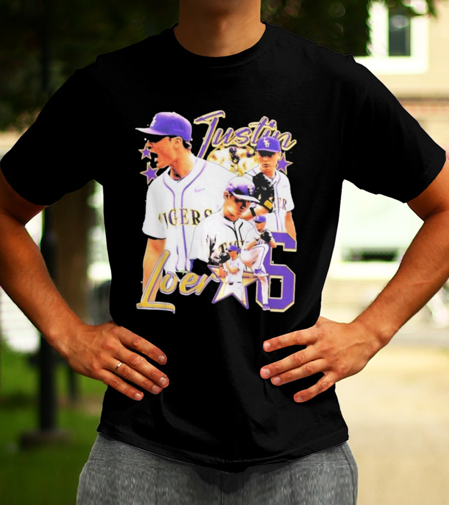 Justin Loer 6 LSU Tigers Baseball Pitcher Collage T-Shirt