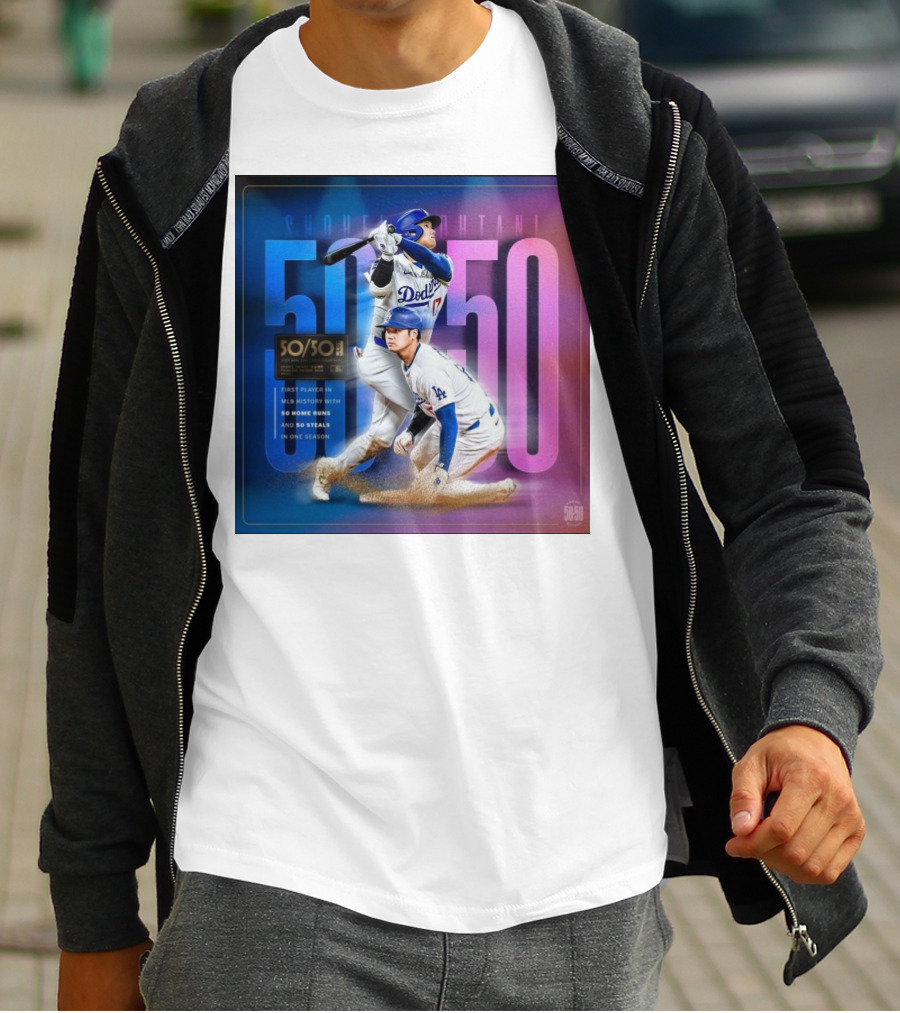 Shohei Ohtani 50/50 First Player MLB History 50 Home Runs And Steals Dodgers T-Shirt