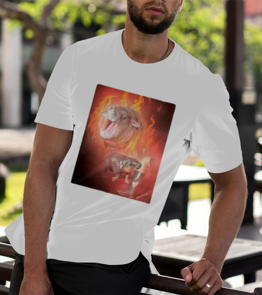 Twaniimals Moo Deng Mood Hippos On Fire T-Shirt