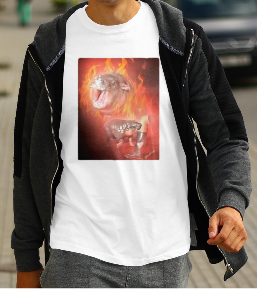 Twaniimals Moo Deng Mood Hippos On Fire T-Shirt