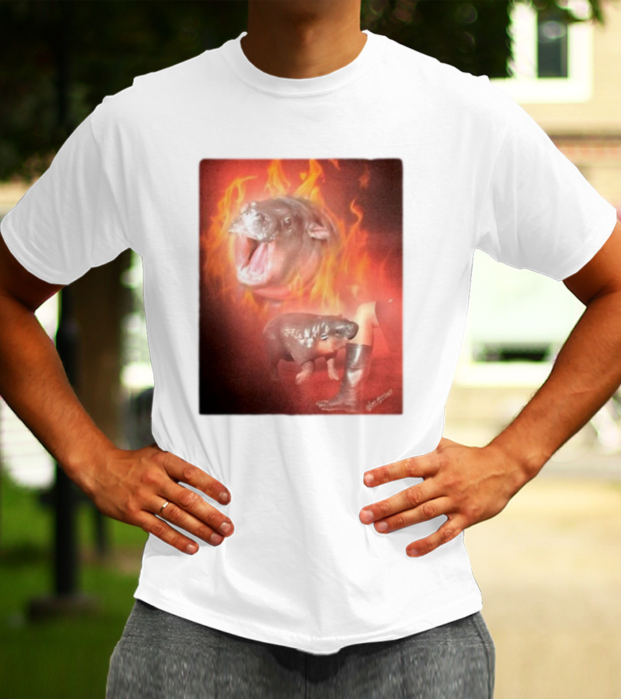 Twaniimals Moo Deng Mood Hippos On Fire T-Shirt