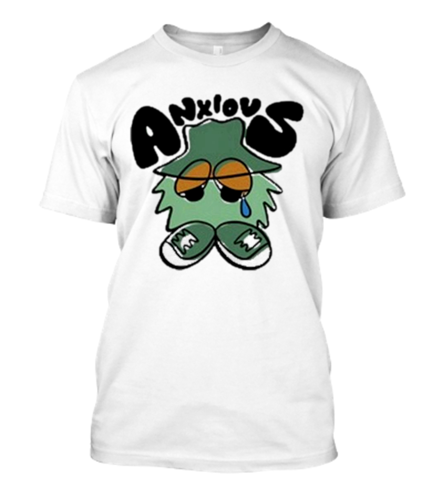 Anxious Fuzzball Green Teardrop Sneaker Character T-Shirt