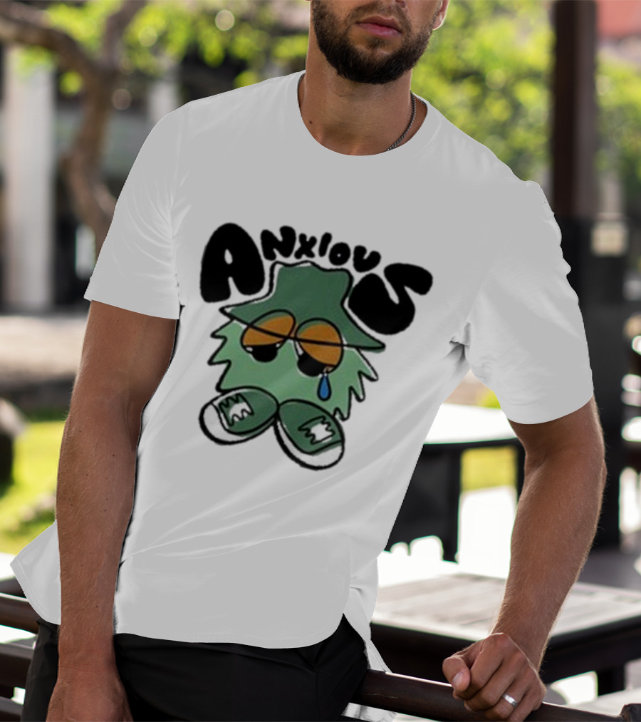 Anxious Fuzzball Green Teardrop Sneaker Character T-Shirt