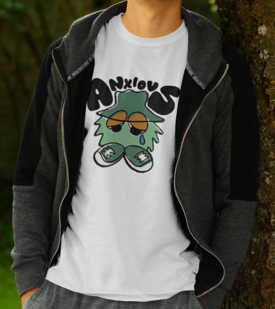 Anxious Fuzzball Green Teardrop Sneaker Character T-Shirt