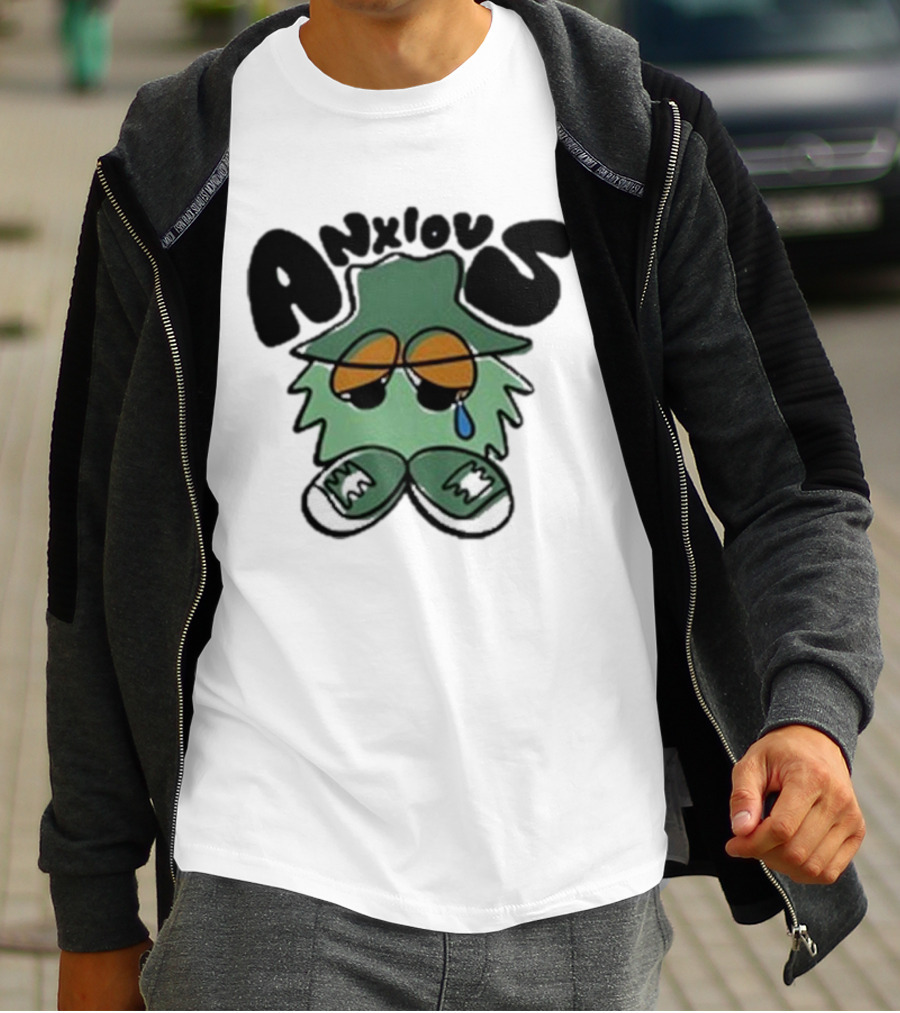 Anxious Fuzzball Green Teardrop Sneaker Character T-Shirt