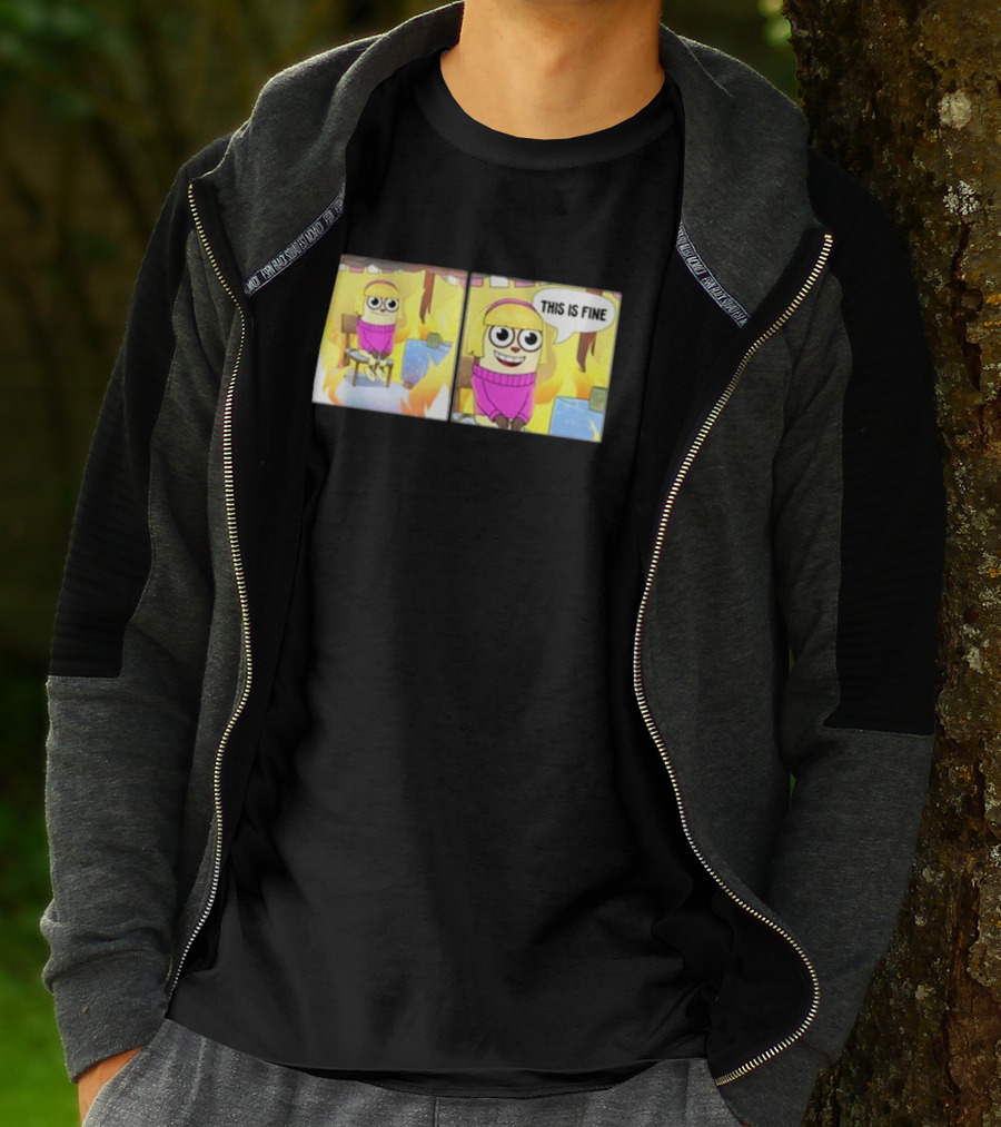 Maxdesignpro This Is Fine Comic Meme Character In Burning Room T-Shirt