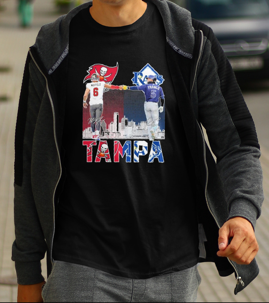 Mayfield 6 Buccaneers Franco 5 Rays Tampa City Collaboration T-Shirt