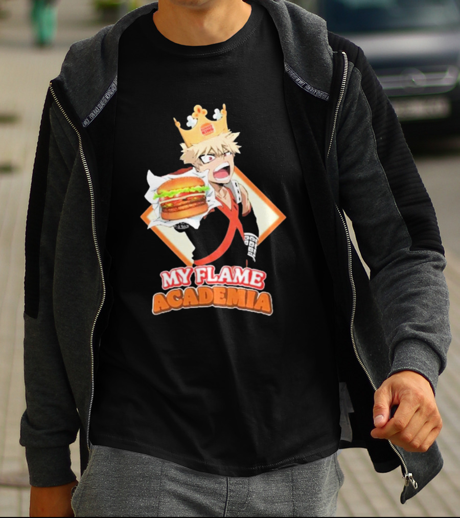 Bakugou Burger King My Flame Academia Jumbo Burger Crown Fusion T-Shirt