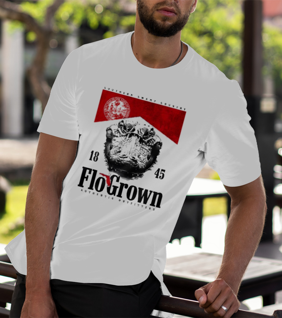 FloGrown Southern Swamp Country 1845 Authentic Outfitters With Florida Map T-Shirt