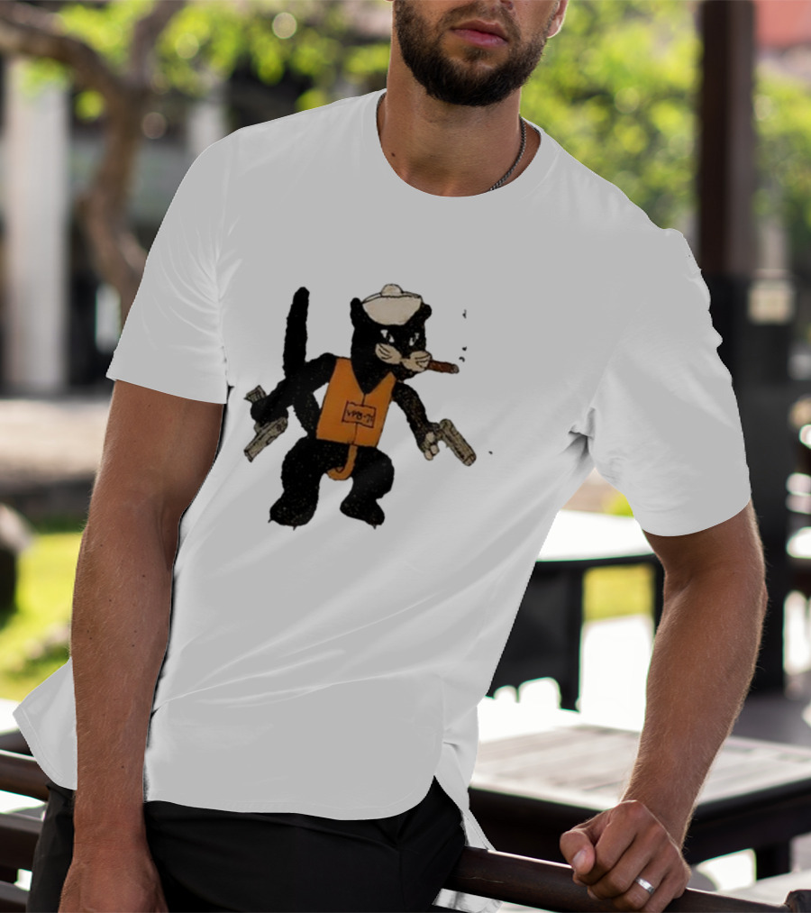 Dylan Cease's Cat Patrol Squadron VPB-71 Vintage Cartoon Panther With Guns And Cigar T-Shirt