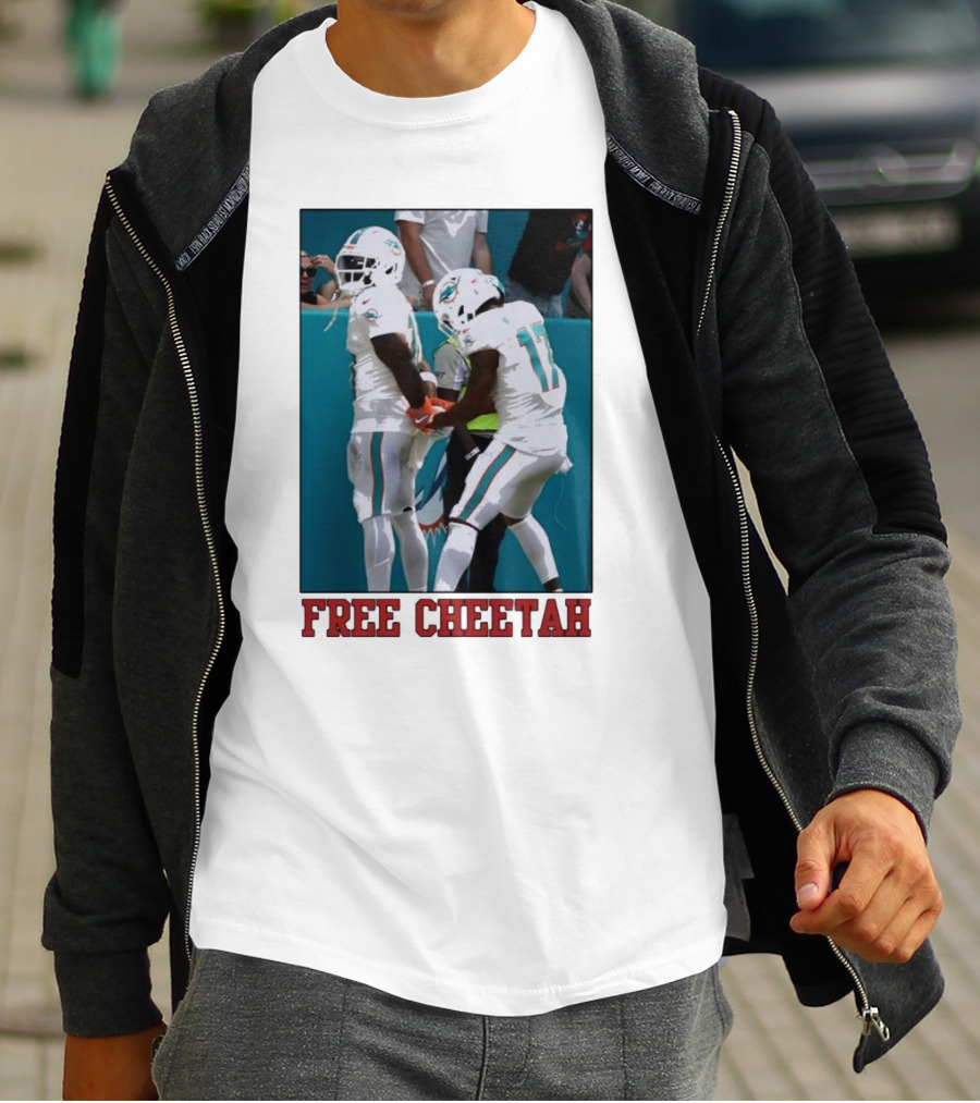 Free Cheetah Miami Dolphins Football Players T-Shirt