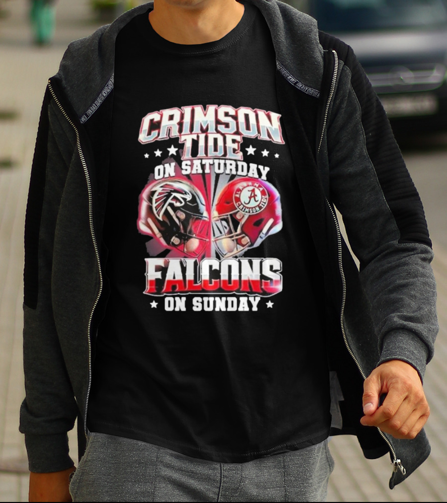 Crimson Tide On Saturday Falcons On Sunday Football Helmets T-Shirt