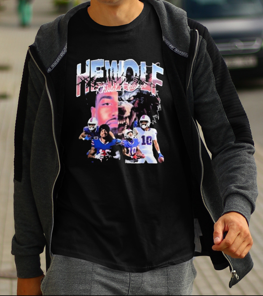 HeWolf Khalil Shakir Buffalo Bills NFL Players Wolf Fusion T-Shirt