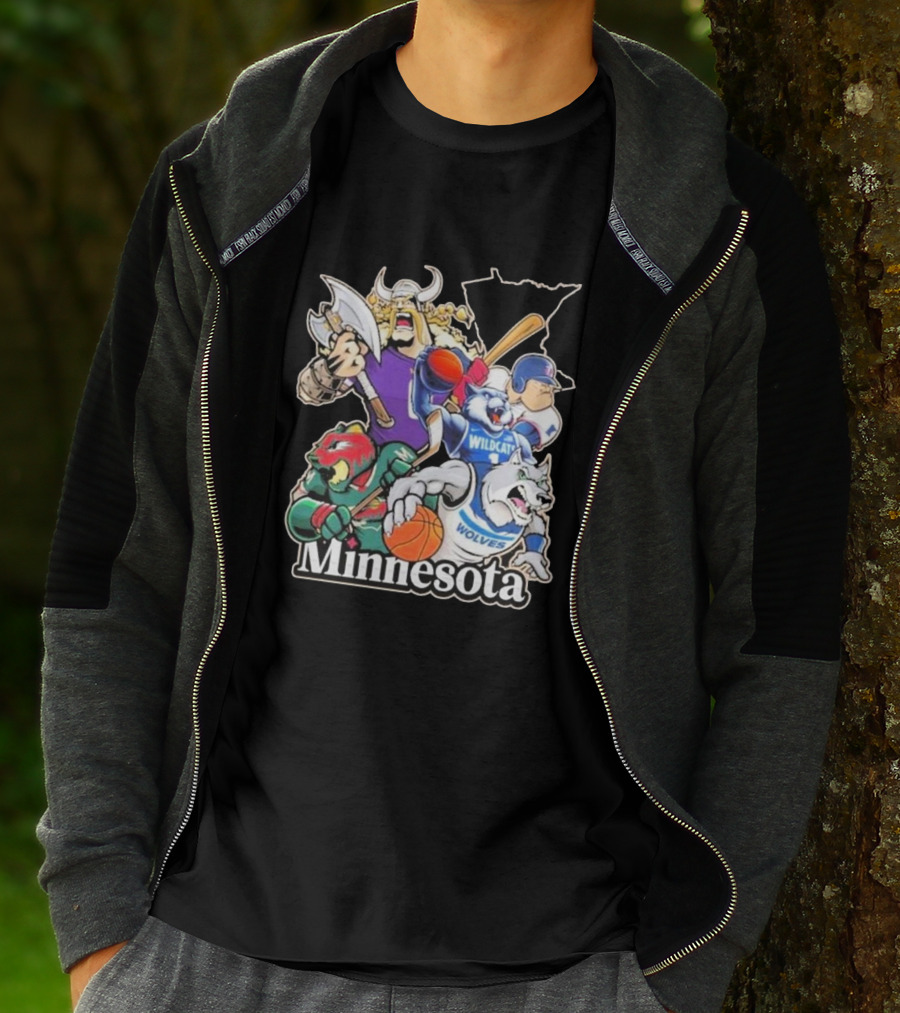 Minnesota Vikings Wildcat Wolves Sports Teams Mascots Vintage T-Shirt