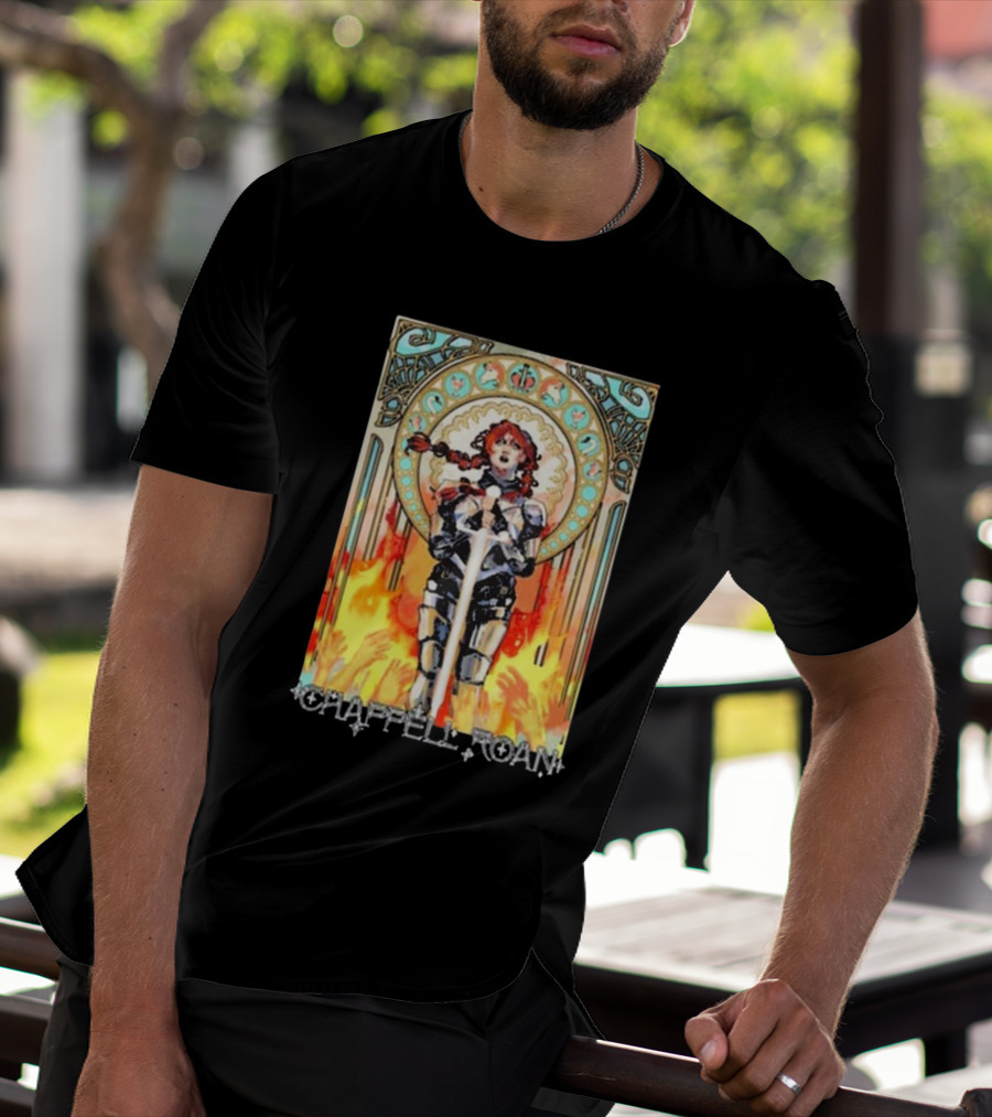 Chappell Roan Knight Armor Flame Background T-Shirt