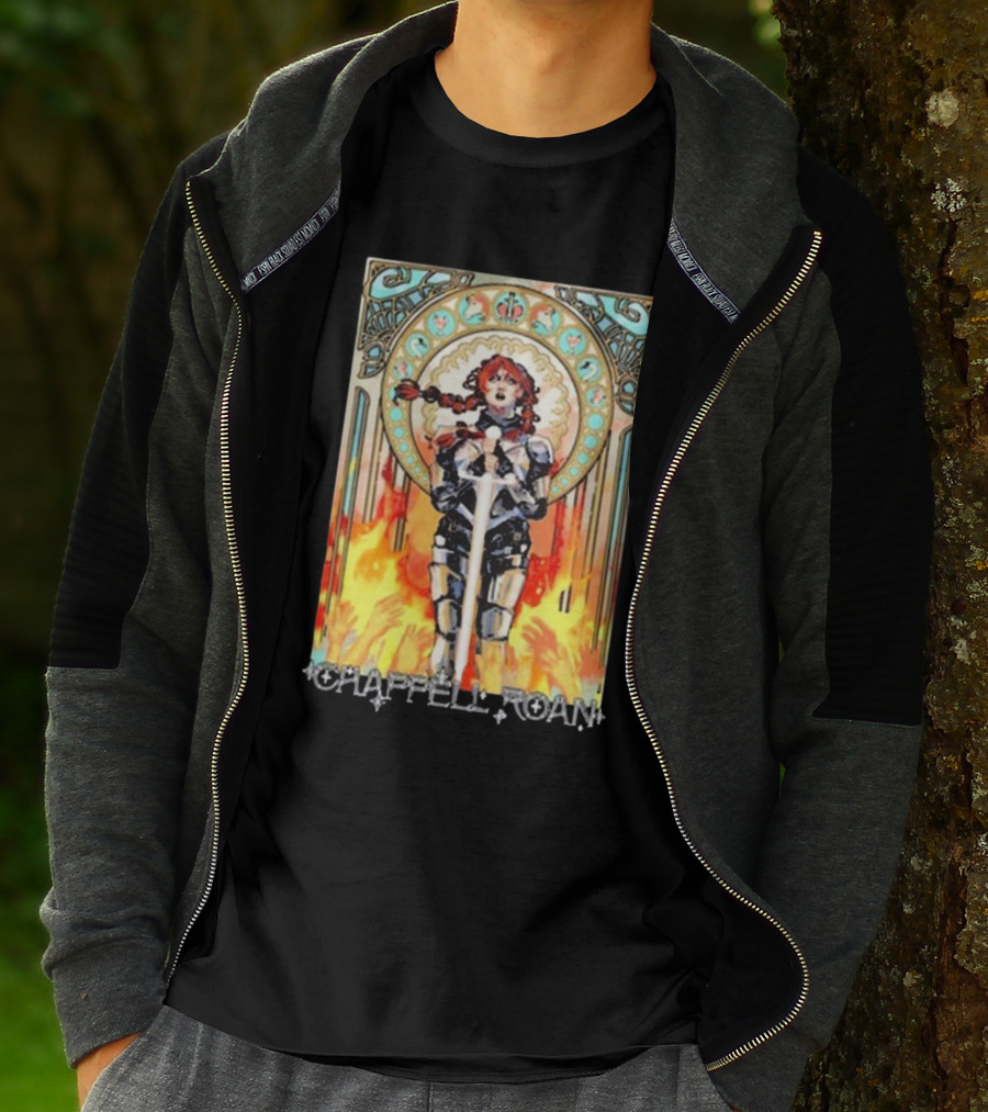 Chappell Roan Knight Armor Flame Background T-Shirt