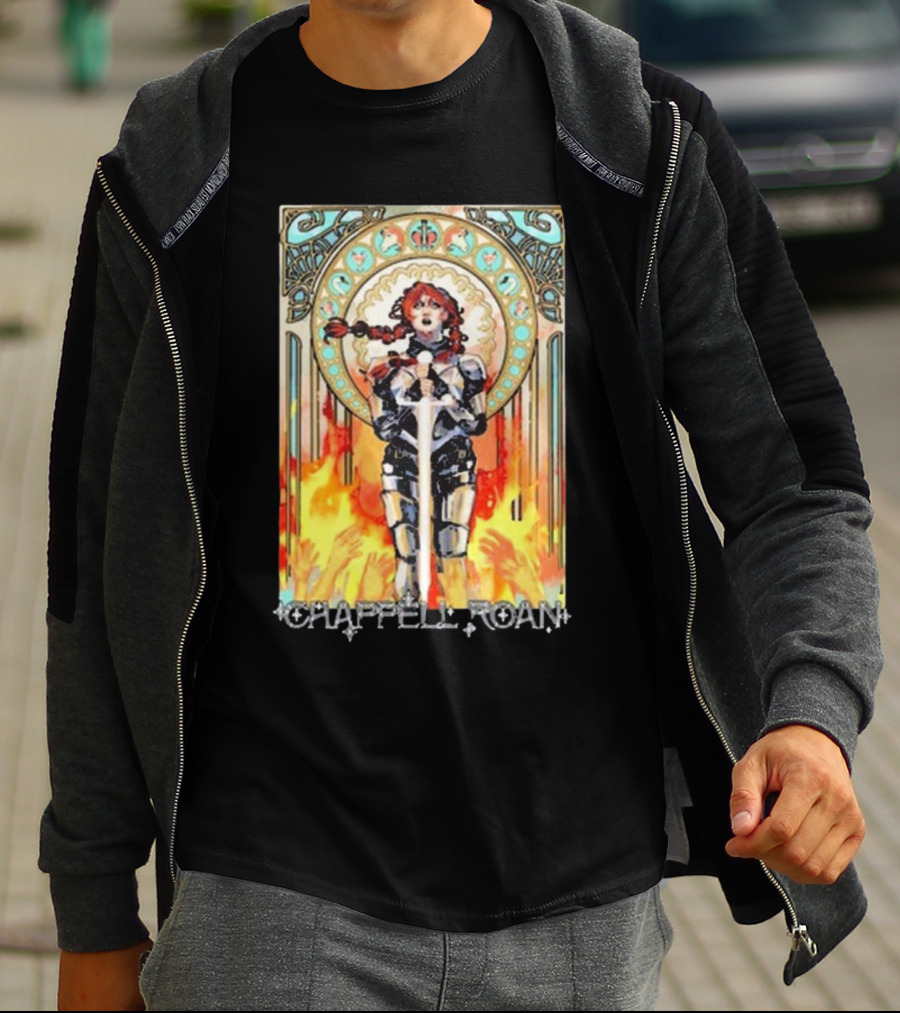 Chappell Roan Knight Armor Flame Background T-Shirt
