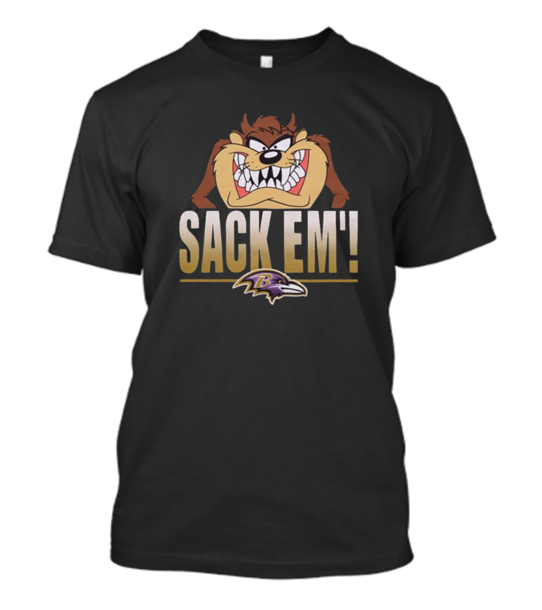 Looney Tunes Taz Sack Em Baltimore Ravens NFL T-Shirt