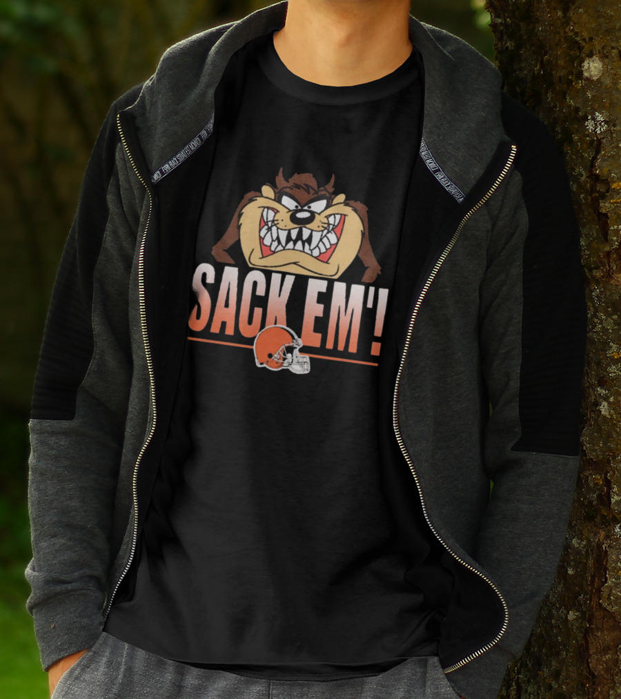 Looney Tunes Taz Sack Em’ Cleveland Browns NFL T-Shirt