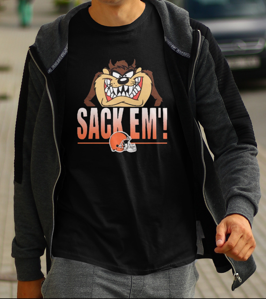 Looney Tunes Taz Sack Em’ Cleveland Browns NFL T-Shirt
