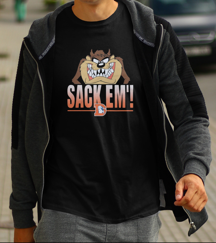 Sack Em' Taz Looney Tunes X Denver Broncos NFL T-Shirt