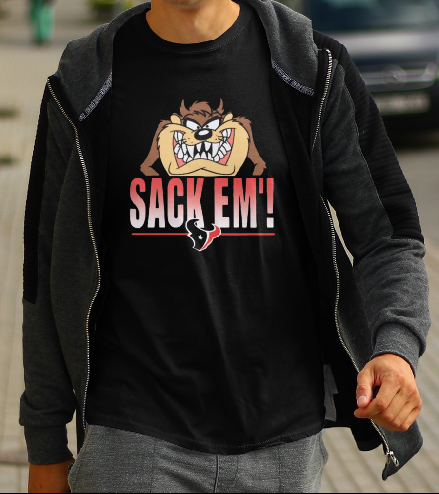 Looney Tunes Taz Sack Em’ Houston Texans NFL T-Shirt