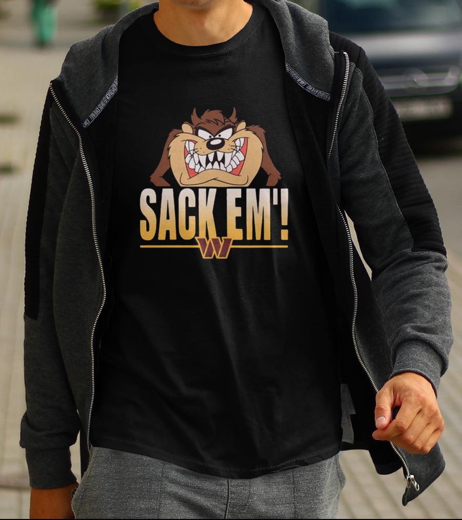 Looney Tunes Taz Sack Em’ Washington Commanders NFL T-Shirt