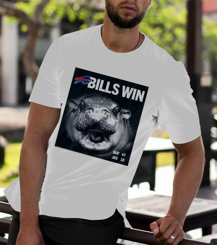 BILLS WIN Buffalo Bills Mafia GoBills Moodeng BUF 47 JAX 10 T-Shirt