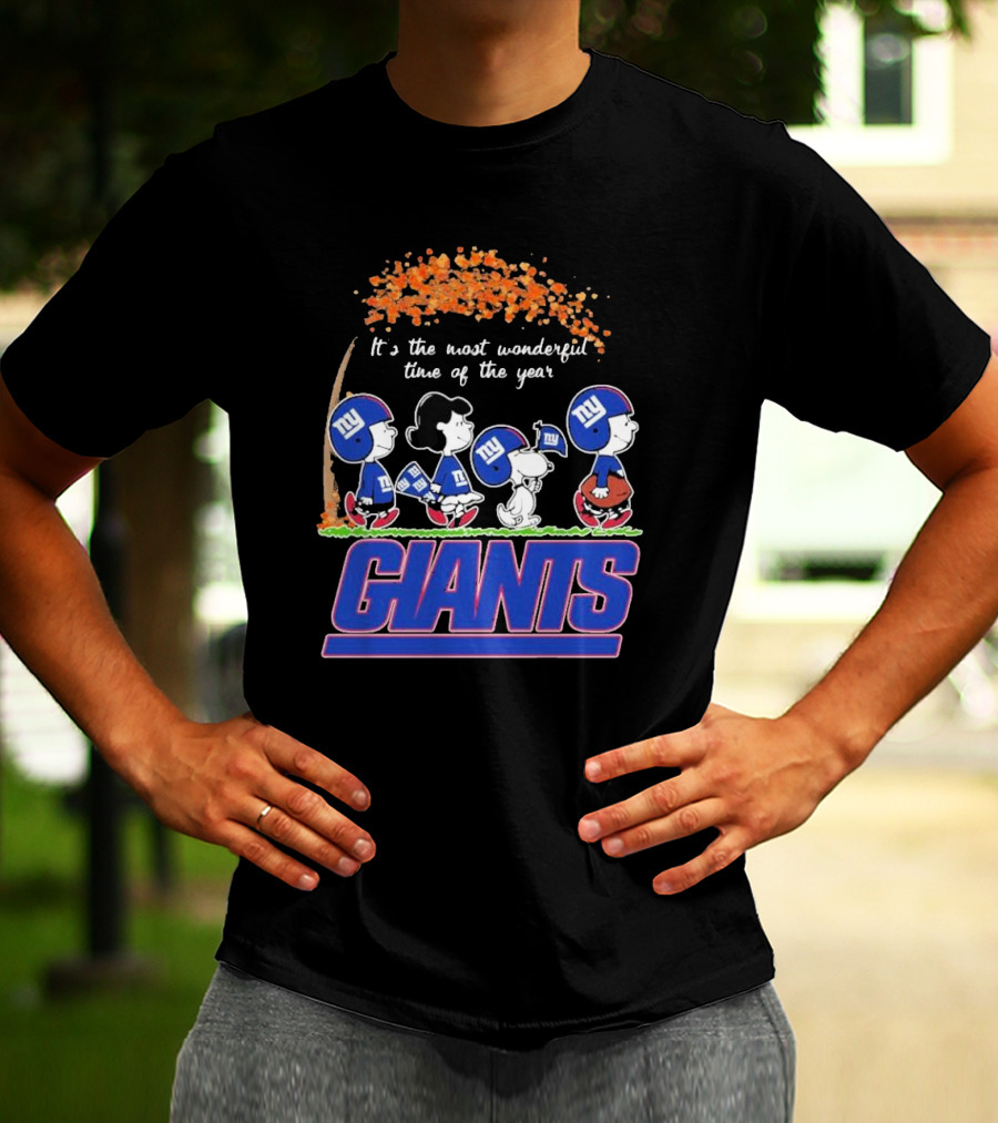 Peanuts Characters New York Giants Most Wonderful Time Of The Year Giants T-Shirt