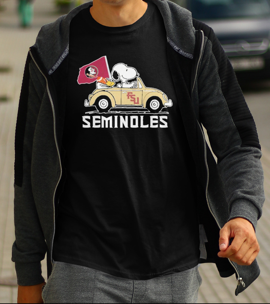 Peanuts Snoopy And Woodstock Florida State Seminoles FSU Car Seminoles T-Shirt