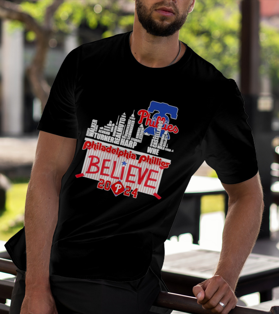 Philadelphia Phillies Believe Skyline Players Names October T-Shirt
