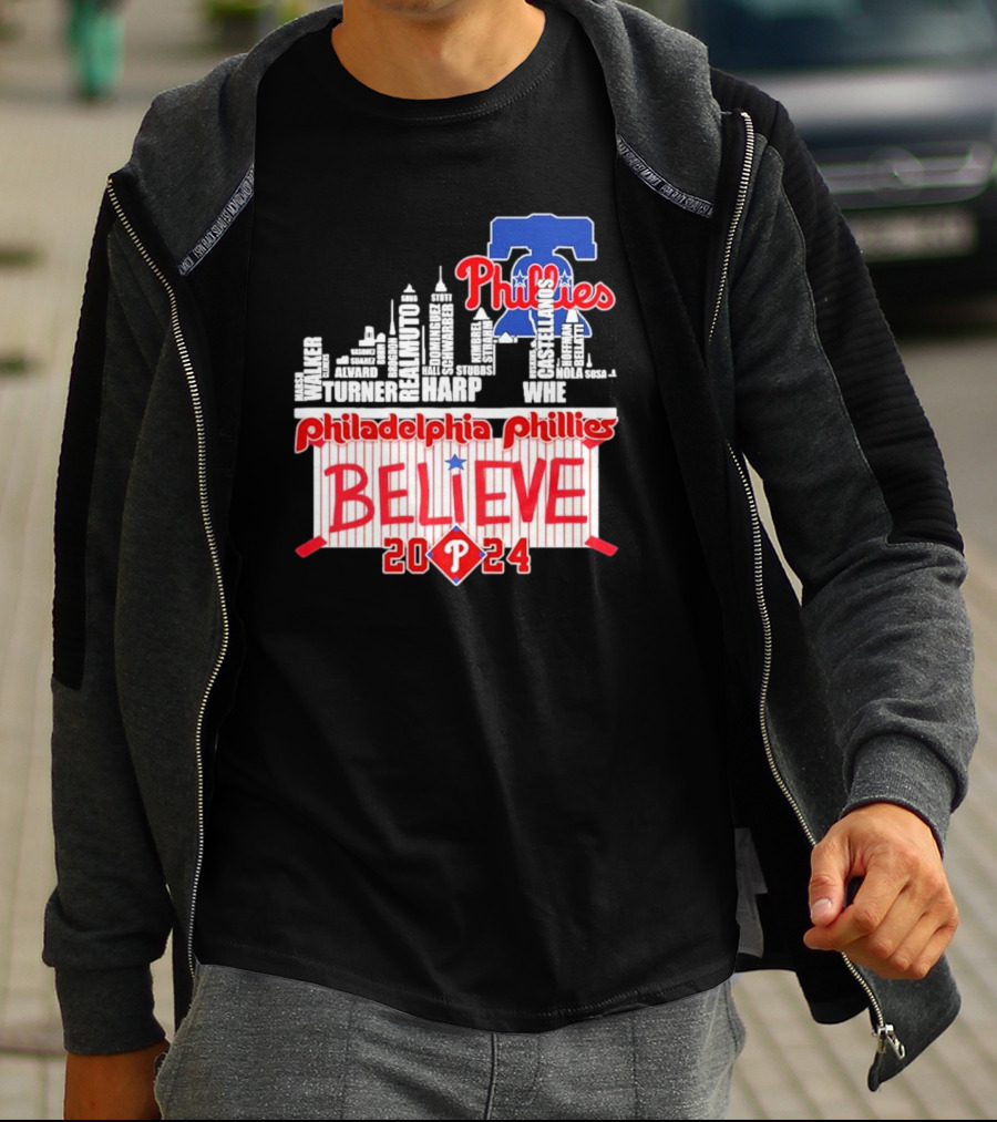 Philadelphia Phillies Believe Skyline Players Names October T-Shirt