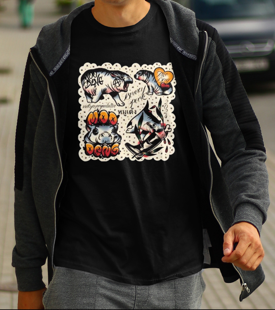 Vicky Morgan Tattoo Art Moo Deng Bouncy Pork T-Shirt