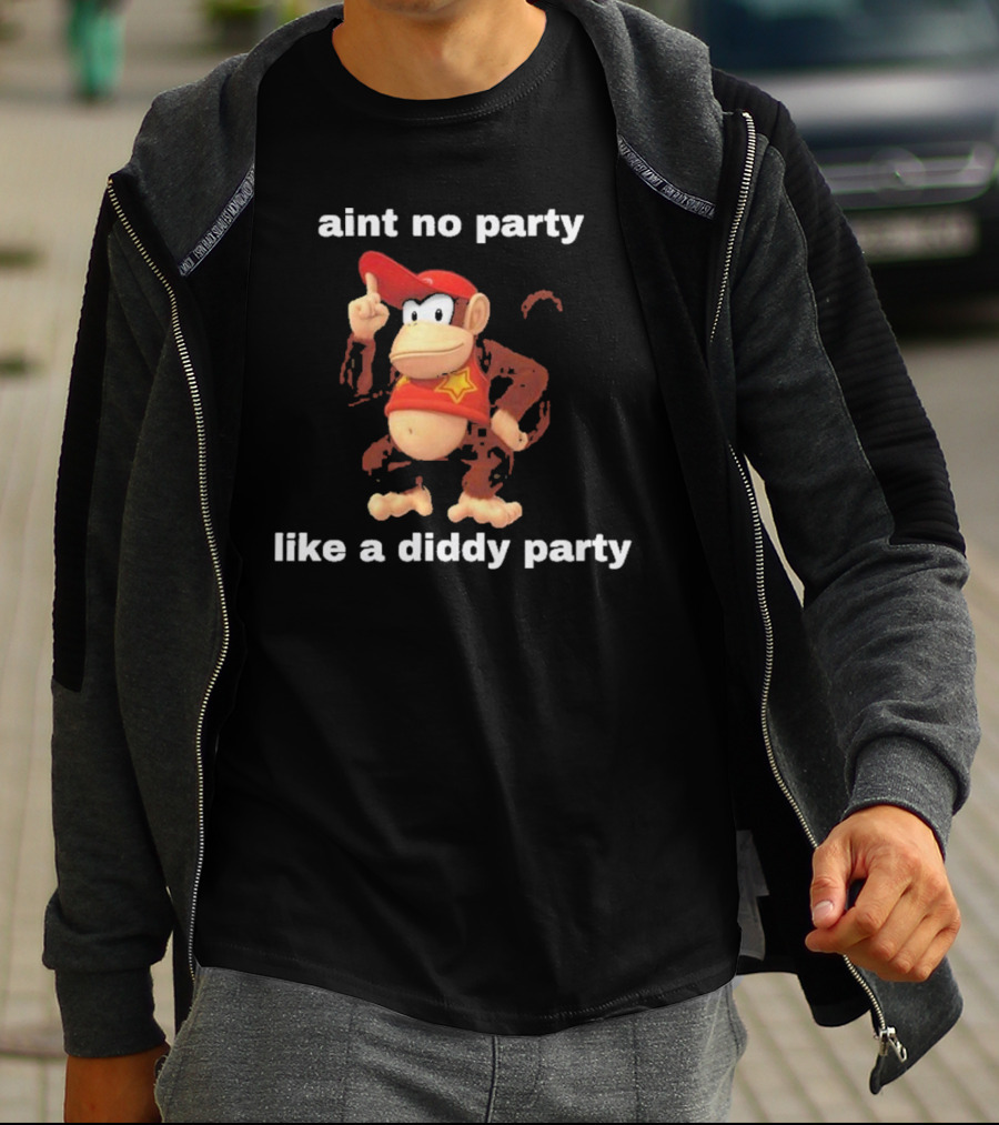 Aint No Party Like A Diddy Party Funny Meme Monkey With Red Hat And Star T-Shirt
