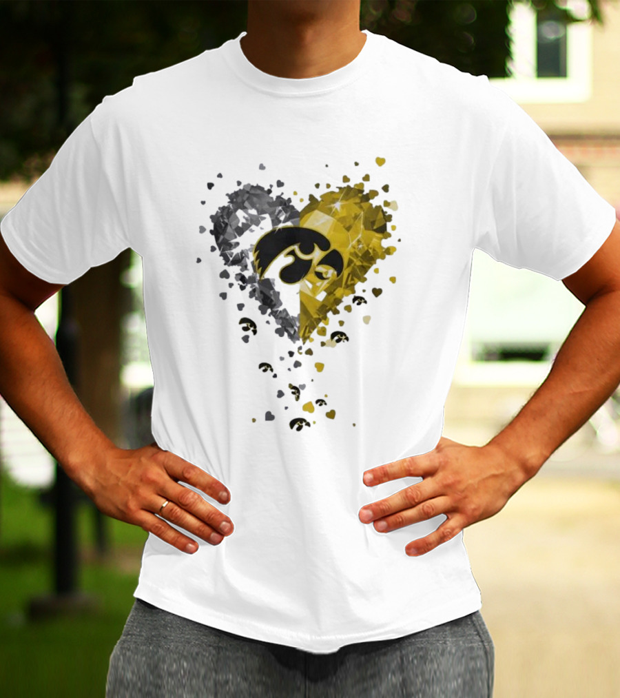 Heart Diamonds Crystal Hawkeyes Iowa Heart T-Shirt