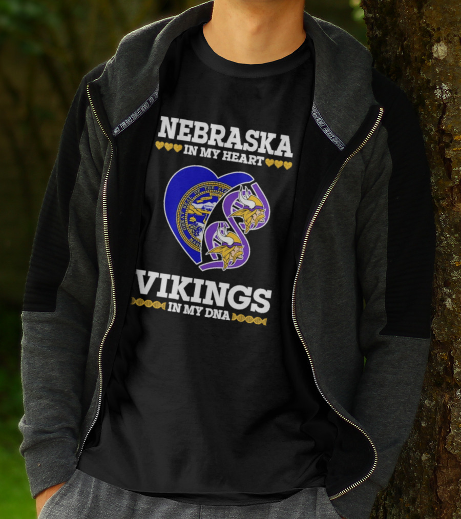 Nebraska In My Heart Vikings In My DNA State Seal Vikings T-Shirt