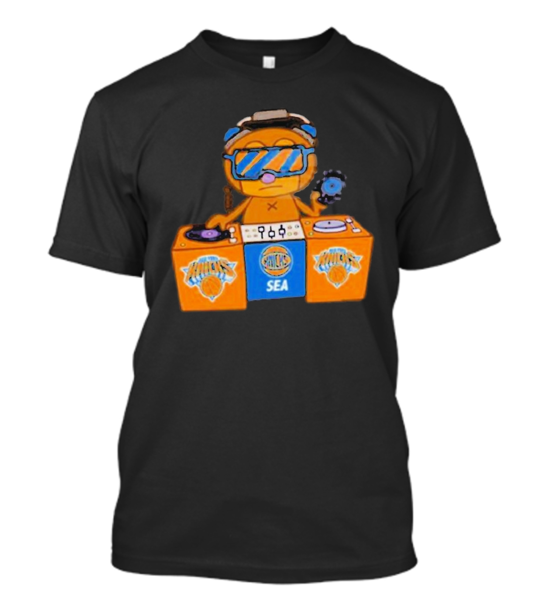 NY Knicks SEA X Parappa The Rapper DJ Setup T-Shirt