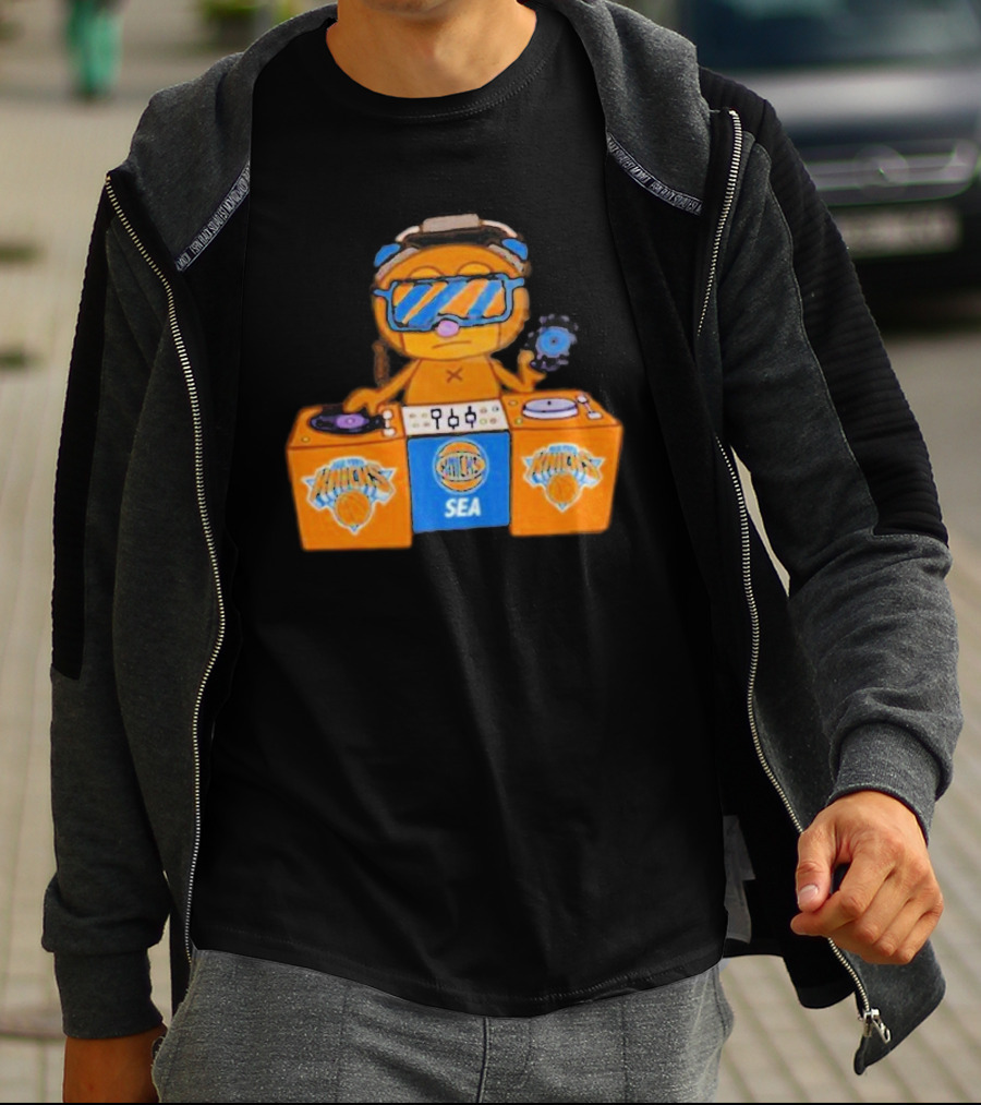 NY Knicks SEA X Parappa The Rapper DJ Setup T-Shirt