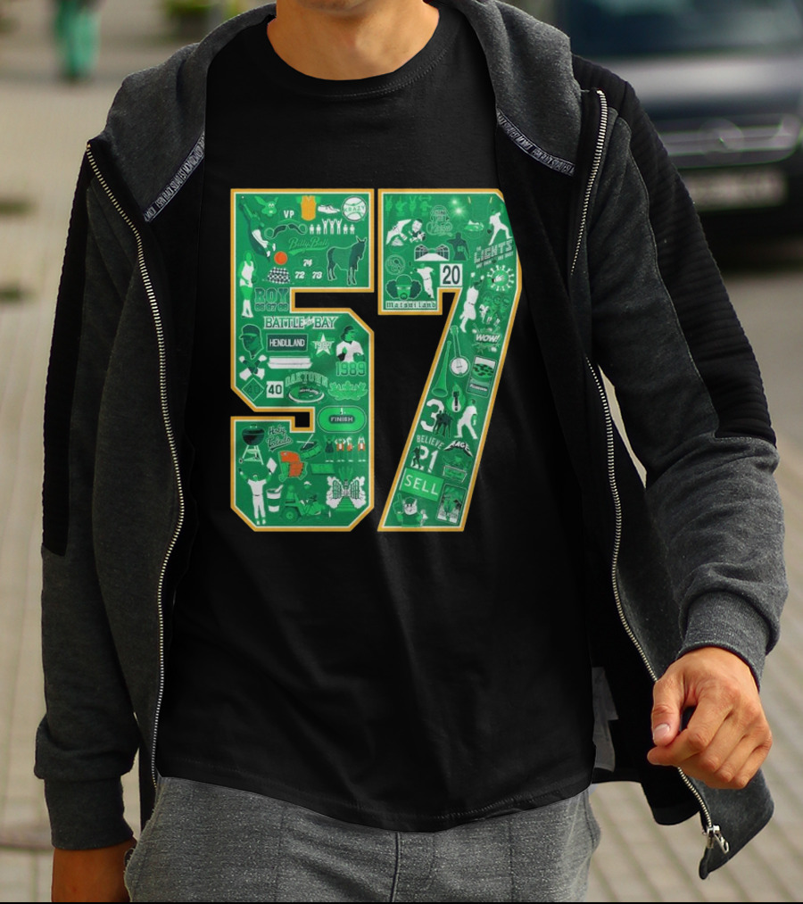 Oakland Athletics History Battle Of The Bay 57 Years Legends Sell 1989 MVP Rickey Henderson T-Shirt