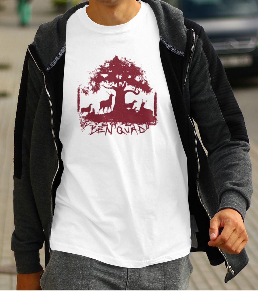 Ben Quad Deer Under Red Tree Natural Pure Noise T-Shirt