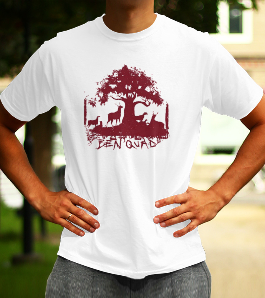 Ben Quad Deer Under Red Tree Natural Pure Noise T-Shirt