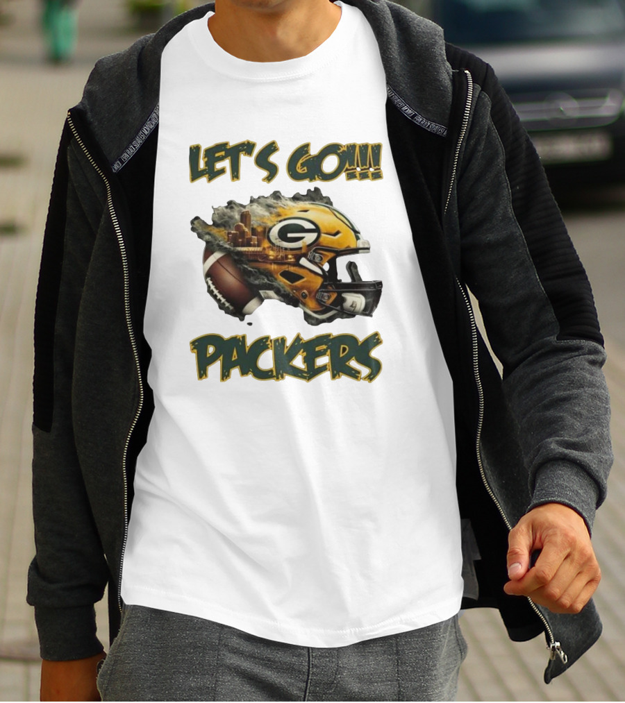 Let’s Go Packers Helmet Green Bay Football Match T-Shirt