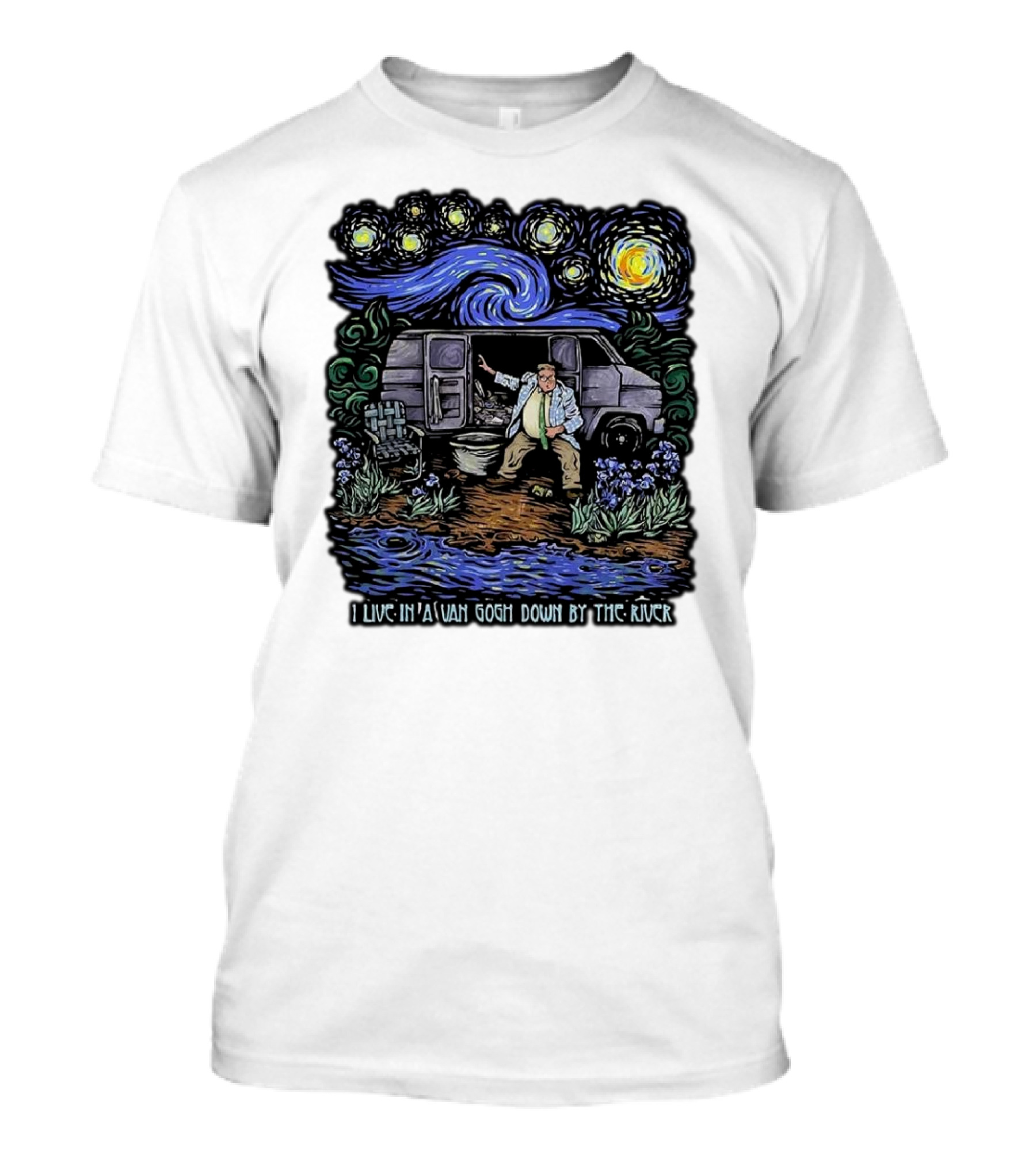 I Live In A Van Gogh Down By The River Starry Night Scene T-Shirt