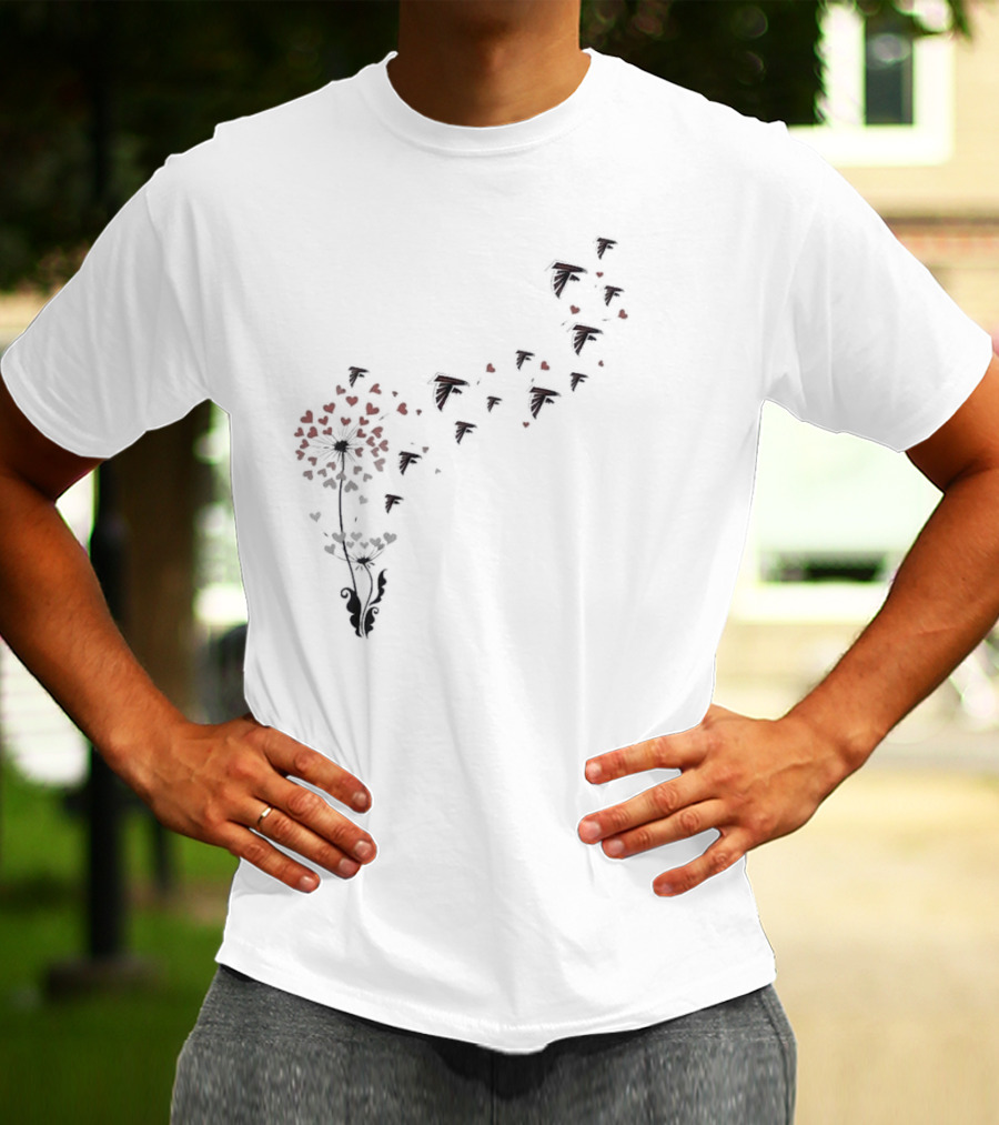 Atlanta Falcons Dandelion Heart Florals T-Shirt