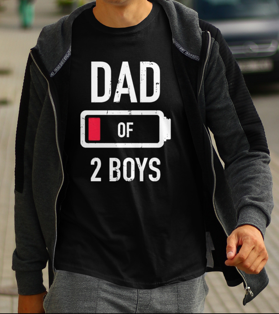 Dad Of 2 Boys Low Battery T-Shirt