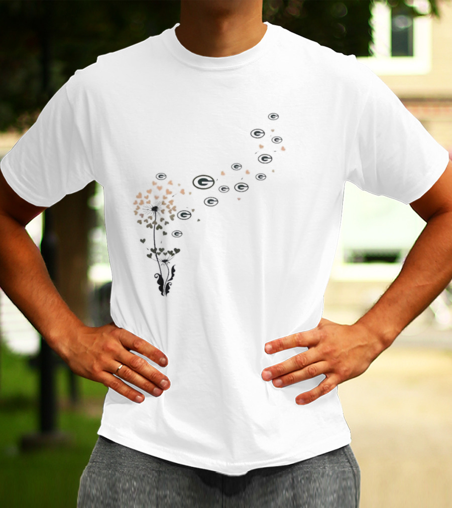 Green Bay Packers Floral Dandelion Logo Formation T-Shirt