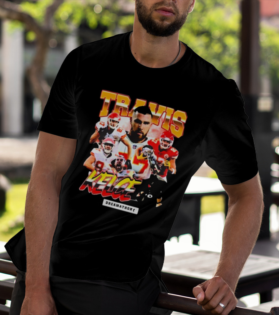 Travis Kelce Kansas City Chiefs Dreamathon Football Player Collage T-Shirt