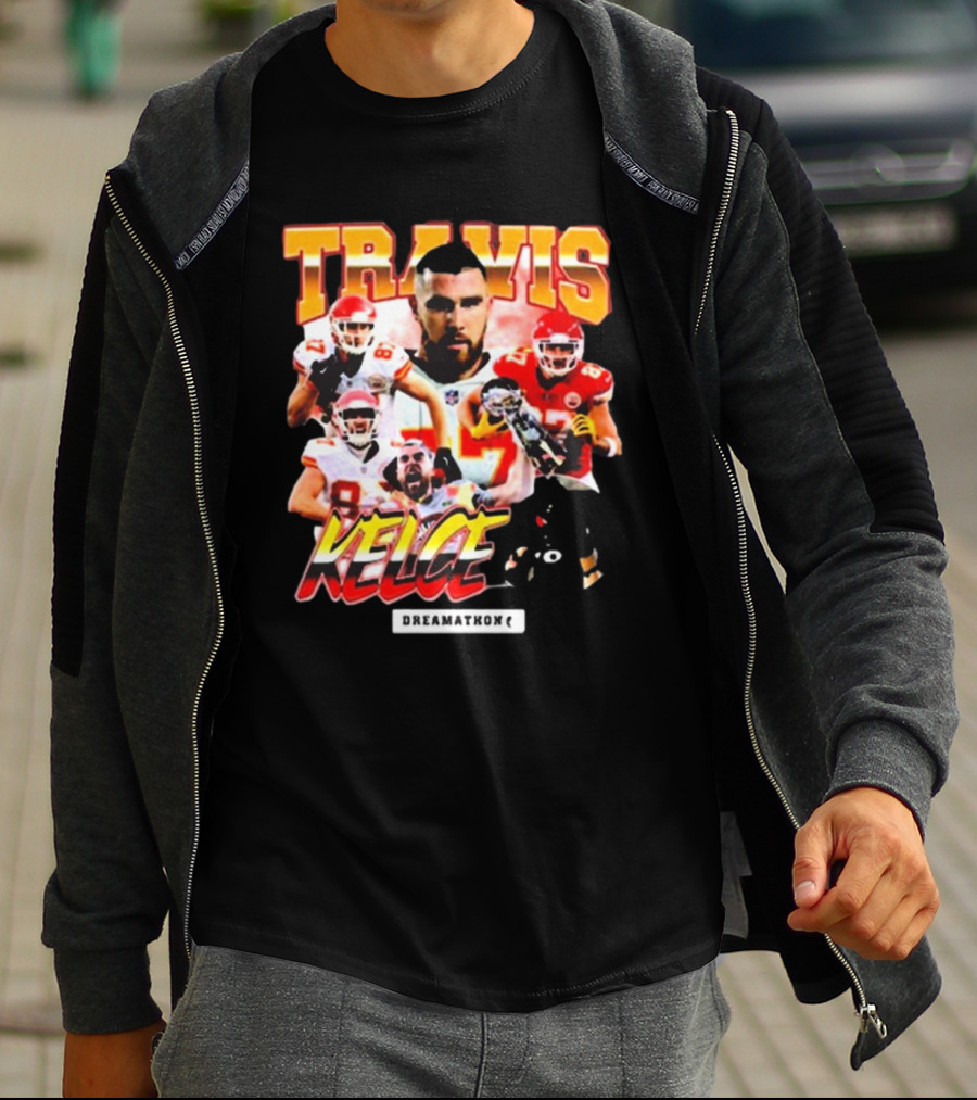Travis Kelce Kansas City Chiefs Dreamathon Football Player Collage T-Shirt