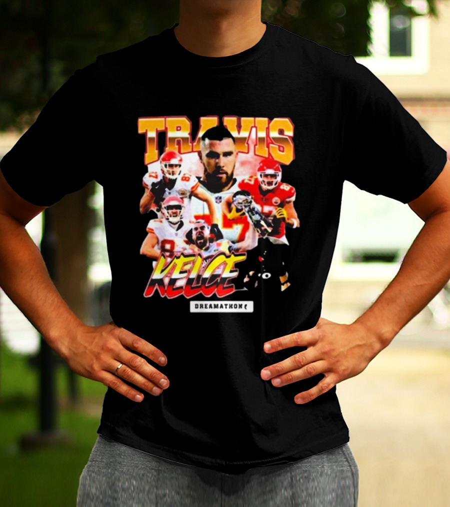 Travis Kelce Kansas City Chiefs Dreamathon Football Player Collage T-Shirt